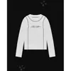 Camiseta de Manga Larga con Estampado Harajuku Europeo Americano y2k de Verano Cuello Redondo Top Retro INS Streetwear Camiseta Base Trendy