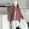 Camisa Xadrez Casual de Primavera para Meninas Maiores 2025 Nova Versão Coreana Camisa Xadrez de Manga Longa Atacado Tendência