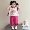 Conjunto de Chaleco para Niña Verano Elegante Pantalón Anti-Mosquitos para Niña Pequeña Conjunto de Dos Piezas 2026 Nueva Ropa de Verano para Niños