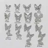 X104 Decoração de Unhas Borboleta Francesa Mini Estéreo Liga de Metal Prata Laço Adornos para Nail Art Atacado