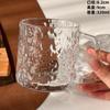 Copo de Vidro Gravado com Alça para Uso Doméstico, Criativo e de Aparência Sofisticada para Menina, Transparente para Beber Água, Bebida, Café Gelado, Caneca
