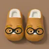 Chinelos de Algodão Infantis com Óculos Meninos Meninas Inverno Fechados Impermeáveis Antiderrapantes Rilakkuma Sapatos de Algodão para Bebê Externo