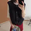 Nuevo chaleco cárdigan sin mangas de otoño, prenda exterior retro calada, chaleco de punto, top chaleco versátil para capas