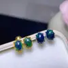 Aretes de Ópalo Negro Colorido Natural, Presentando una Piedra Principal con Color de Fuego Completo de 5*7 mm, Engastados Meticulosamente en Plata de Ley 925