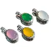 Colgante de ágata helado con cabujón en forma de huevo, colgante ovalado de jade totalmente engastado con diamantes, disponible en múltiples colores, cadena de clavícula de lujo ligera