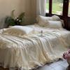 Estilo Princesa Francesa Cubrecama de Tencel Colcha de Verano Juego de Cuatro Piezas Gasa Glaseada Sensación Fresca Para Dormir Desnudo Colcha para Aire Acondicionado Ropa de Cama para Niña