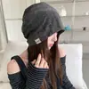 Gorro degradado desgastado estilo páramo con pedrería y agujeros, gorro turbante estilo perezoso para mujer que hace que la cara se vea más pequeña, gorro para clima frío para tallas de cabeza grandes