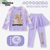 Traje de Baño Kapibara para Niñas, Dos Piezas con Mangas Largas y Pantalones Largos, Traje de Baño con Protección Solar para Niñas Mayores, Set para Aguas Termales