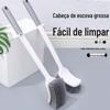 Escova de Vaso Sanitário Doméstica Sem Ângulo Morto Escova de Chão Cerdas Macias Cabo Longo Escova de Vaso Sanitário Suprimentos de Banheiro Escova de Limpeza Montada na Parede Durável