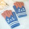 Guantes para Niños Invierno Cálido Grueso Niños y Niñas Alumnos Gato Grueso Tejido Imitación Pelo de Conejo Guantes Dedo