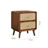 Estilo Minimalista Nórdico Wabi-Sabi Madeira Maciça Japonês Pequeno Gabinete Lateral Armário de Armazenamento Mesa Lateral de Sofá Pequeno Armário de Armazenamento Mesa de Cabeceira de Rattan