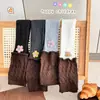 Calcetines de lana acanalados holgados para mujer, primavera y otoño, para niños, tejido grueso, finos grises, estilo coreano cálido, versátiles de nueve puntos para niñas
