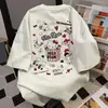 Camiseta de Manga Corta con Estampado de Hello Kitty Diseño Americano para Mujer Verano 2025 Estilo Oversize Versátil Top Holgado