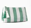 Bolsa de maquillaje rayada de PVC de gran capacidad para playa, viaje, almacenamiento de artículos de tocador, bolsa transparente impermeable para artículos de tocador