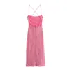Vestido de Noche Sexy de Lentejuelas para Mujer Verano, Espalda Descubierta, con Abertura, Largo al Suelo, Tirantes Finos, Elegante
