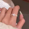 Anel Aberto Exquisito Pedra Olho de Gato Super Feérico para Mulheres, Design de Nicho de Alta Qualidade, Anel Ajustável para Dedo Indicador, Anel Empilhável