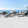 Sofá de exterior, patio, jardín, balcón, ocio al aire libre, juego de sofá de mimbre y mesa de centro, impermeable y resistente al sol, adecuado para casas de huéspedes