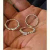 Diseño de Nicho Anillo Texturizado Estilo Frío Normcore de Plata de Ley S925 Tres Tipos de Anillo Apilable Anillo de Dedo para Mujer