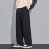 Pantalones de hombre, nueva colección otoño/invierno 2026: cuadros diagonales, pierna recta, pantalones largos, pantalones deportivos de punto para hombre, corte holgado, forrados de felpa, pantalones casuales