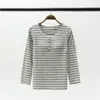 Nuevo Estilo Top de Algodón para Primavera y Otoño con Almohadillas en el Pecho, Rayas Abotonadas, Mangas Largas, Ropa de Casa Estilo Japonés, Pijama, Ropa de Otoño