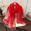 Bufanda de Seda Imitación con Lunares Bordada a Mano Nueva Colección Primavera y Otoño Bufanda de Seda de Alto Gama Estilo Occidental Bufanda Decorativa Femenina Fácil de Combinar