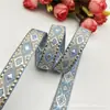 Fita de Diamante 1,2cm Fita Jacquard Quadrada de Seda Dourada Cinto de Renda Étnica Ventilador de Grupo DIY Envolvimento de Presentes Acessórios Hanfu