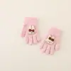 Luvas fofas de cinco dedos com tema de floresta para crianças no inverno, estilo cartoon, para meninas pequenas, à prova de frio, à prova de vento e quentes, luvas de dedo para meninos