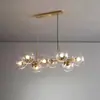 Lâmpada Criativa Simples de Luxo Leve para Quarto, Sala de Jantar, Sala de Estar, Lâmpada Industrial Personalizada de Bolas de Vidro Longas Moleculares Lustre