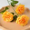 Simulación de rosa de 3 cabezas, flor seca para decoración del hogar, boda, accesorios de fotografía, ramo de diamantes, flor falsa, flor de simulación, venta al por mayor