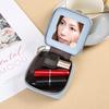 Nueva Moda Espejo Portátil Caja de Labial Maquillaje Bolsa Pequeña Mini Mini Línea de Bordado Romboidal Delicada Bolsa Roja para Boca