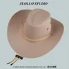Sombrero de ala ancha de moda estilo vaquero occidental para primavera y otoño, sombrero de jazz versátil y moderno, sombrero simple de caballero para exteriores