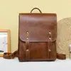 Mochila Vintage 2024 Nova Aba Grande Capacidade Feminina Casual Couro Macio PU Mochila Mochila para o Dia a Dia Feminina