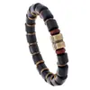 Estilo Nuevo Europeo y Americano Personalizado Moda Tendencia Versátil para Hombre Pulsera de Joyería Artesanal con Cuentas de Madera Negras Retro