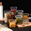 Frasco Hermético para Almacenamiento de Granos con Tapa, Caja Cuadrada a Prueba de Polvo para Almacenamiento de Alimentos, Frasco Cuadrado para Almacenamiento de Snacks, Frasco para Granos