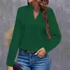 Estação Independente 2024 Desejo Amazon Estilo Quente Outono Simples Casual Cor Pura Gola V Solta Blusa Top para Mulheres