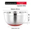 Aço inoxidável 304 Bacia de salada americana Fundo de silicone espesso Tigela de ovo Bacia para misturar vegetais Bacia de cozimento Assadeira Multiuso