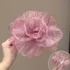 Presilha de garra de flor em malha extra grande para mulheres, presilha de tubarão camélia suave e elegante para aumentar o volume do cabelo na parte de trás da cabeça