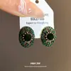 Pendientes de Aguja Plateada con Diamantes, Forma Ovalada, Sencillos y de Moda, Estilo Retro Europeo y Americano, Pendientes Elegantes y Lujosos