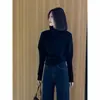 ¡Llegó! Nuevo diseño de invierno, estilo nicho, cuello medio alto, cuello con volantes, suéter de punto, top de punto interior para mujer, otoño