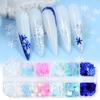 2025 Brillo de Uñas Navideño de Copo de Nieve Brillante de 12 Cuadrículas Otoño e Invierno Color Mixto Brillo de Uñas Transfronterizo Europeo y Americano