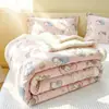 Manta de terciopelo de leche Clase A, manta gruesa para sofá, manta para siesta en la oficina, manta tipo chal de vellón de coral para dormitorio individual/doble