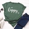 Camiseta de manga corta para mujer con cuello redondo holgada, con estampado de corazón feliz, de Spot wish eaby Amazon comercio exterior, europea y americana