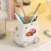Porta-Canetas Desenho Animado Caixa de Armazenamento de Carro para Alunos do Ensino Fundamental Masculino e Feminino Porta-Canetas de Armazenamento para Mesa Adesivos DIY Grande Capacidade Novo Modelo