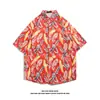 Camisa de Playa para Vacaciones en la Costa de Sanya para Hombre de Manga Corta Estampada Top de Secado Rápido Estilo del Sudeste Asiático Moderno