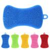 Colorido cor PE escova de prato tipo sabão scouring pad isolamento térmico descontaminação pote prato escova