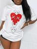 Playera de Manga Corta con Cuello Redondo y Estampado de Corazones Cuello Redondo