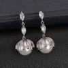 Aretes de moda de calidad europea y americana, aretes de perlas con incrustaciones de circonita de grado AAA, aretes de plata esterlina 925, aretes al por mayor