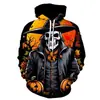 Sudadera con Capucha para Festival de Halloween Transfronterizo Europeo y Americano, Cabeza de Calabaza de Terror, Impresión Digital 3D, Sudadera Casual con Capucha, Suéter de Manga Larga