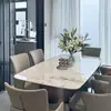 Mesa de Jantar e Cadeiras de Ardósia Estilo Celebridade da Internet para Apartamento Pequeno em Casa Mesa de Jantar Retangular Simples Moderna de Designer Mesa de Jantar Retangular Estilo Italiano