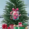 Colgante para Coche con Forma de Lazo Plano de Acrílico y Rosa de Vidrio Transfronterizo, Adorno para Colgar, Decoración de San Valentín